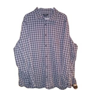 Claiborne Men's Stretch 3XL‎ Button Up Long Sleeve Cotton Shirt Gray Plaid Tall